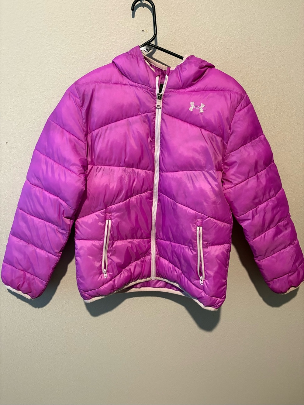 Under Armour Girls' Purple Pink Hooded Puffer Jacket